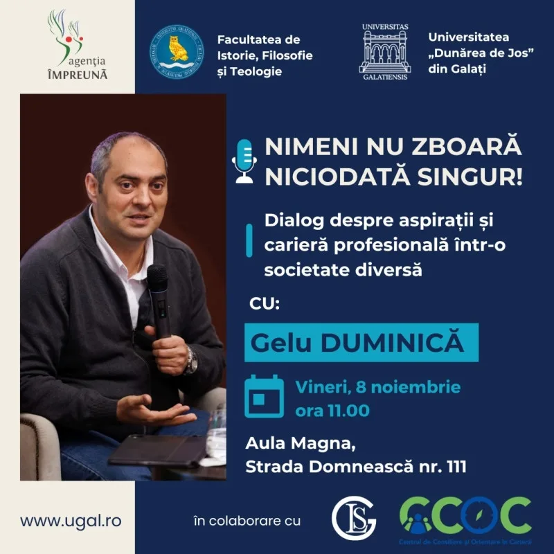 „Nimeni nu zboară niciodată singur!” Sociologul Gelu Duminică la UDJG
