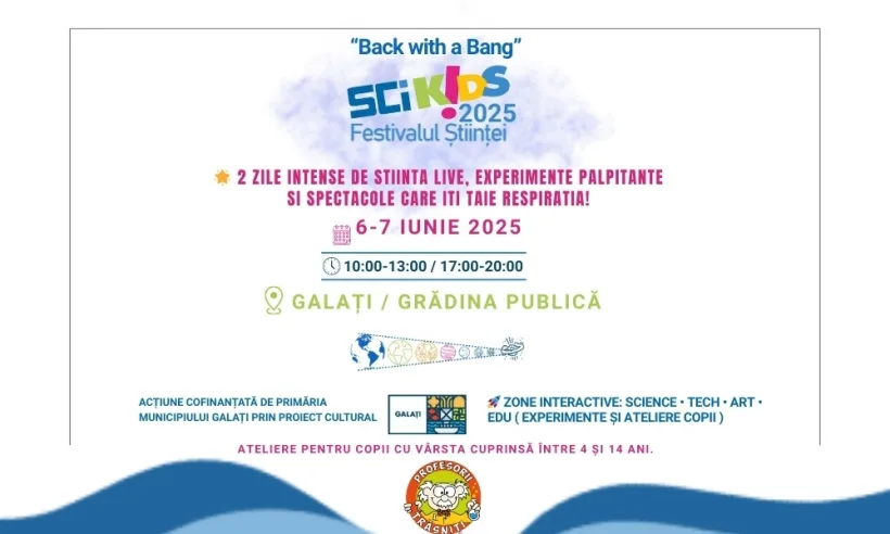 Vineri și sâmbătă, copiii din Galați sunt așteptați în Grădina Publică, la Festivalul Științei
