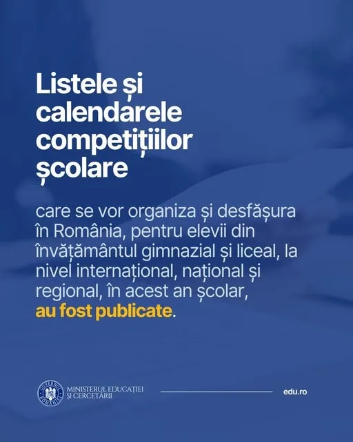 MEC  a publicat lista competițiilor școlare ce se vor desfășura în 2026