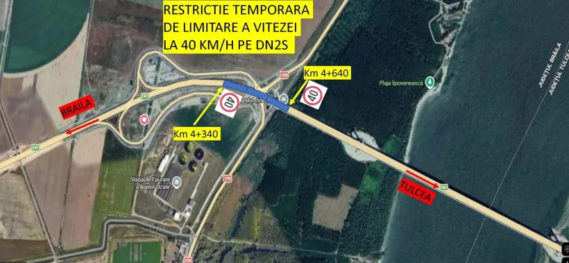 Restricții temporare de viteză în zona podului peste Dunăre de la Brăila