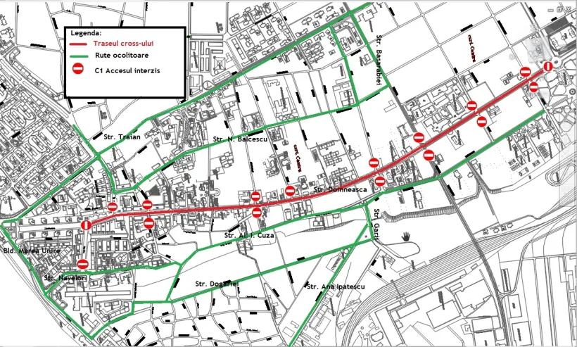 Sâmbătă, trafic rutier închis pe strada Domnească și trasee de transport deviate